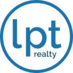 Blue logo with the lowercase letters "lpt" inside a circle, and the word "realty" below.