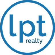 Blue logo with the lowercase letters "lpt" inside a circle, and the word "realty" below.