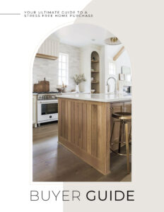 Modern kitchen design with wooden island and barstool, part of a stress-free home buyer's guide.