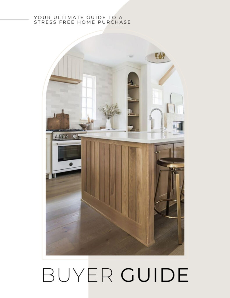 Modern kitchen design with wooden island and barstool, part of a stress-free home buyer's guide.